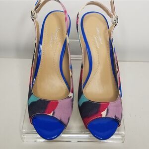Mootsie Tootsies Women's‎ Multi Color Open Toe Dress Heels Size 7.5M